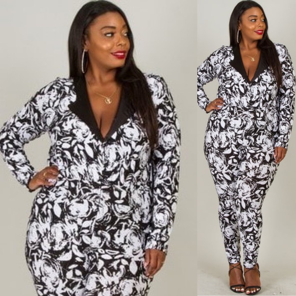 Elle Black & White Jumpsuit - Picture 2 of 5